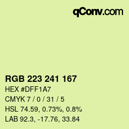Color code: RGB 223 241 167 | qconv.com