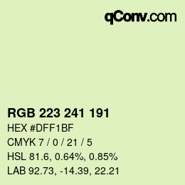 Color code: RGB 223 241 191 | qconv.com