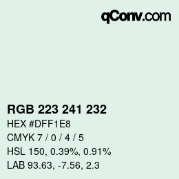 Color code: RGB 223 241 232 | qconv.com