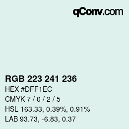 Color code: RGB 223 241 236 | qconv.com