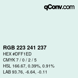 Color code: RGB 223 241 237 | qconv.com