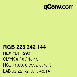 Color code: RGB 223 242 144 | qconv.com