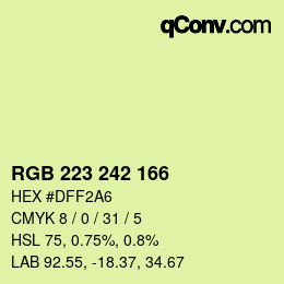 カラーコード: RGB 223 242 166 | qconv.com