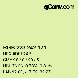 Color code: RGB 223 242 171 | qconv.com