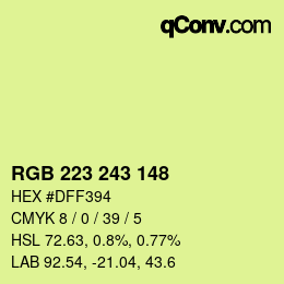Color code: RGB 223 243 148 | qconv.com