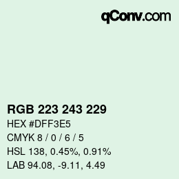 Color code: RGB 223 243 229 | qconv.com