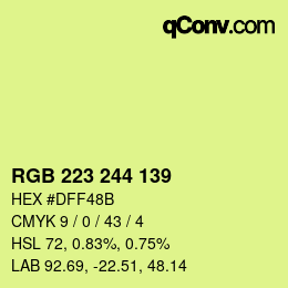 Código de color: RGB 223 244 139 | qconv.com