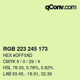 Color code: RGB 223 245 173 | qconv.com