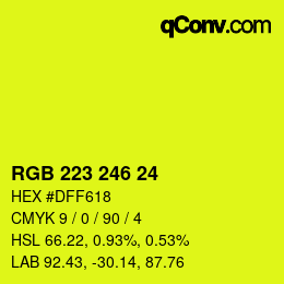 Color code: RGB 223 246 24 | qconv.com