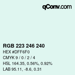 Color code: RGB 223 246 240 | qconv.com