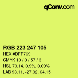 Color code: RGB 223 247 105 | qconv.com