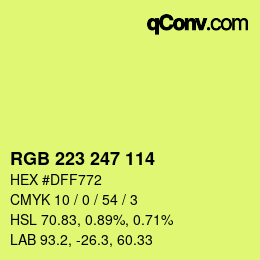 Color code: RGB 223 247 114 | qconv.com