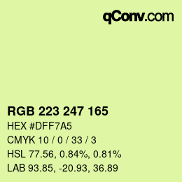 Color code: RGB 223 247 165 | qconv.com