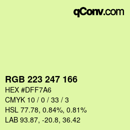 Color code: RGB 223 247 166 | qconv.com