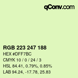 Color code: RGB 223 247 188 | qconv.com