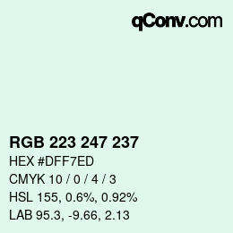 Color code: RGB 223 247 237 | qconv.com