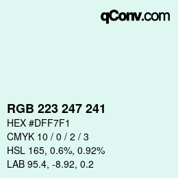 Color code: RGB 223 247 241 | qconv.com