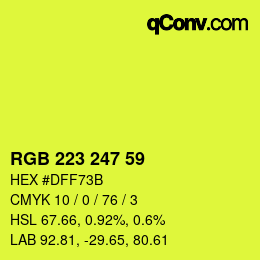 Color code: RGB 223 247 59 | qconv.com