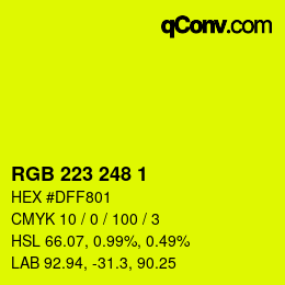 Color code: RGB 223 248 1 | qconv.com
