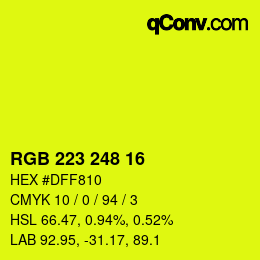 Color code: RGB 223 248 16 | qconv.com