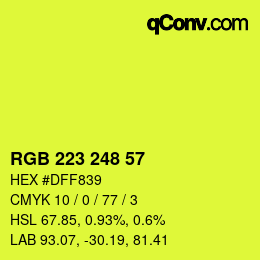 Color code: RGB 223 248 57 | qconv.com