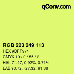 Color code: RGB 223 249 113 | qconv.com