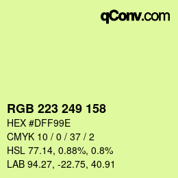 Color code: RGB 223 249 158 | qconv.com