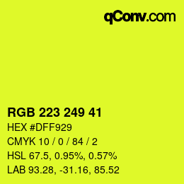 Color code: RGB 223 249 41 | qconv.com