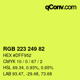 Color code: RGB 223 249 82 | qconv.com