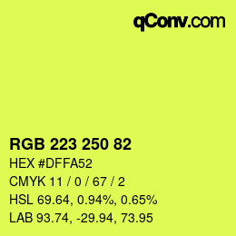 Color code: RGB 223 250 82 | qconv.com