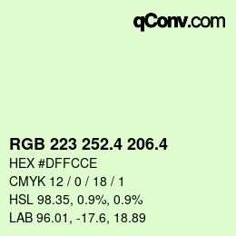 カラーコード: RGB 223 252.4 206.4 | qconv.com