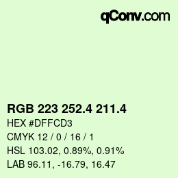 カラーコード: RGB 223 252.4 211.4 | qconv.com