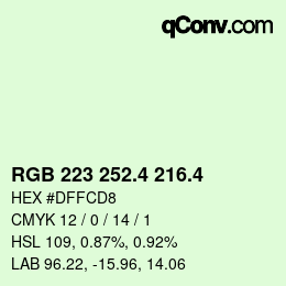 カラーコード: RGB 223 252.4 216.4 | qconv.com