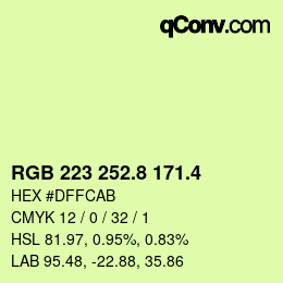 カラーコード: RGB 223 252.8 171.4 | qconv.com