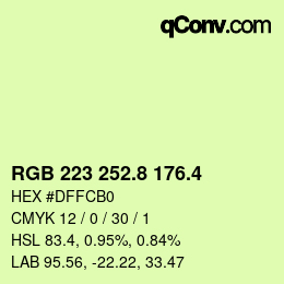 カラーコード: RGB 223 252.8 176.4 | qconv.com