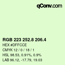 カラーコード: RGB 223 252.8 206.4 | qconv.com
