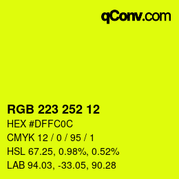 Color code: RGB 223 252 12 | qconv.com