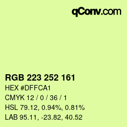 Color code: RGB 223 252 161 | qconv.com
