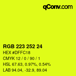Color code: RGB 223 252 24 | qconv.com