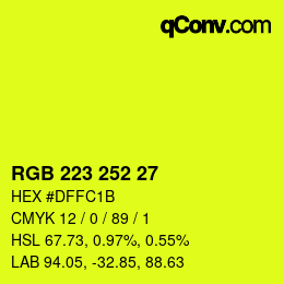 Color code: RGB 223 252 27 | qconv.com