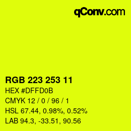 Color code: RGB 223 253 11 | qconv.com