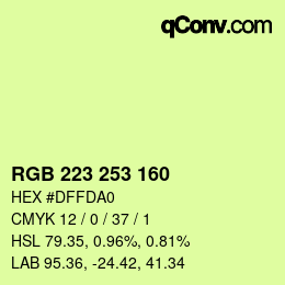 Color code: RGB 223 253 160 | qconv.com