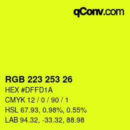 カラーコード: RGB 223 253 26 | qconv.com