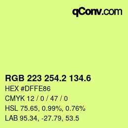 カラーコード: RGB 223 254.2 134.6 | qconv.com