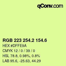 カラーコード: RGB 223 254.2 154.6 | qconv.com