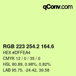 カラーコード: RGB 223 254.2 164.6 | qconv.com
