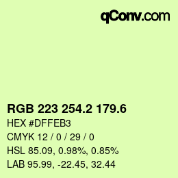 カラーコード: RGB 223 254.2 179.6 | qconv.com