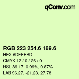 カラーコード: RGB 223 254.6 189.6 | qconv.com