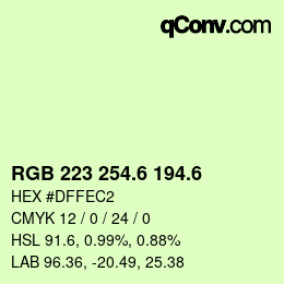 カラーコード: RGB 223 254.6 194.6 | qconv.com