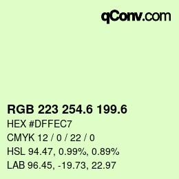 カラーコード: RGB 223 254.6 199.6 | qconv.com